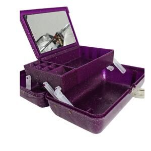 Vintage Purple Sparkle 90's Caboodles Makeup Case Mirror 2622 HAS PERFUME SCENT